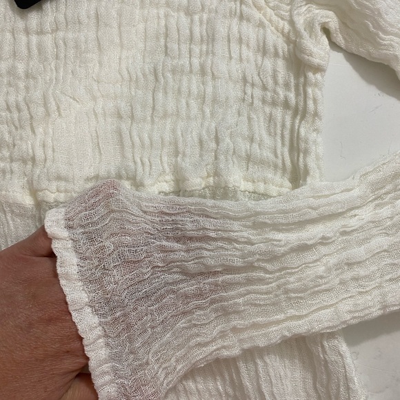Grizas Crinkled Linen Top Size L Cream Long‎ Sleeve Minimalist Lagenlook NWT - Picture 7 of 10